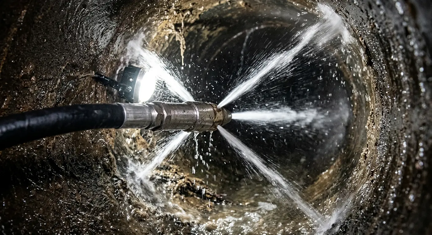 High-pressure hydro jetting nozzle cleaning sewer pipe for Storm Drain Cleaning in Red Lion